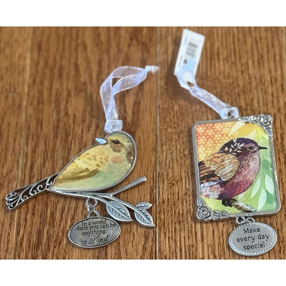 2 Ganz Bird Ornament Car Charm Be Kind Make Every Day Special Inspirational